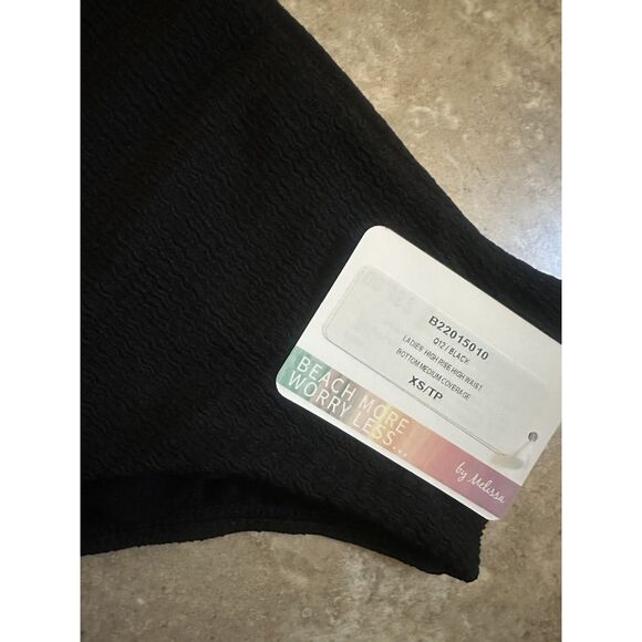 NWT Skinny Dip XS High Rise Bikini Bottom Medium Coverage Black Swimwear - Picture 2 of 3